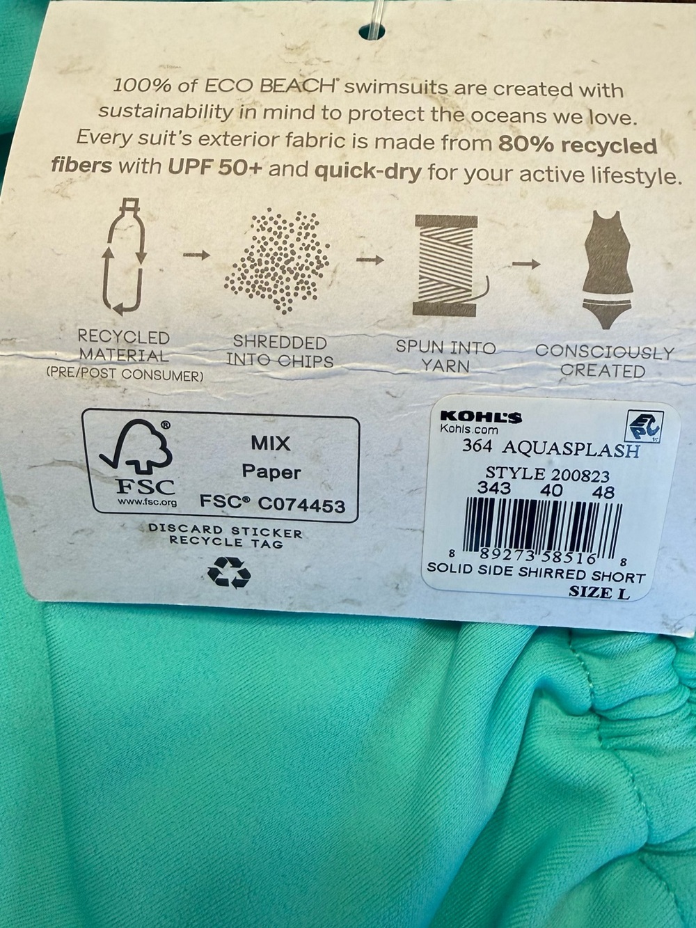 NWT Women’s Turquoise Swim boy shorts Eco Swim - Picture 4 of 5